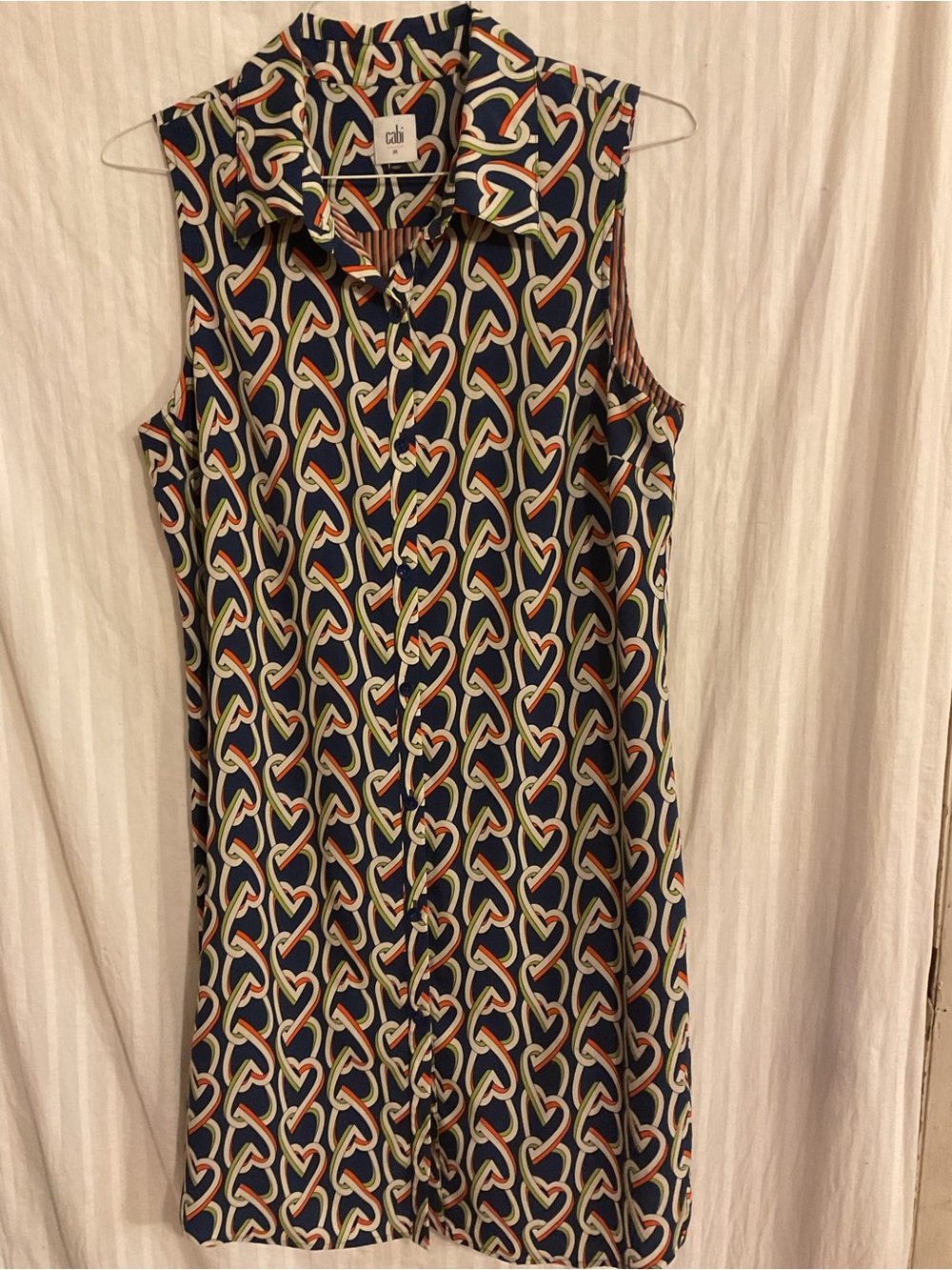 CABI Shirt Dress Amour Chained Hearts Sleeveless Sz.M.